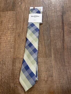 Goodfellow & Co Blue and Light Green Plaid Necktie